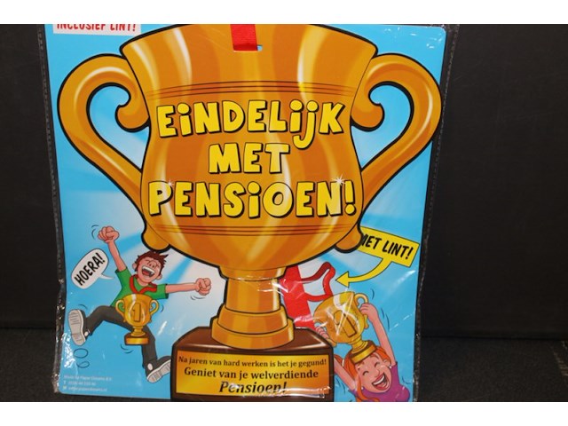 Ik ben met pansioen beker met lint in kr 15 - afbeelding 3 van  3