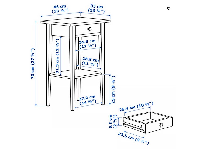 Ikea hemnes nachtkastje - afbeelding 2 van  2