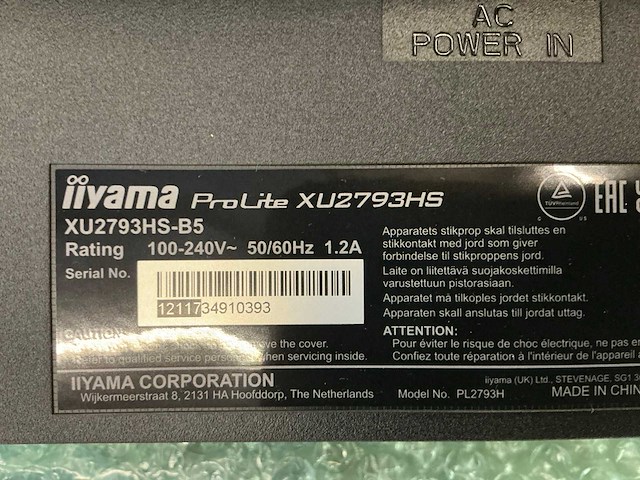Ilyama xu27o3hs-b5 monitor met toebehoren - afbeelding 2 van  7