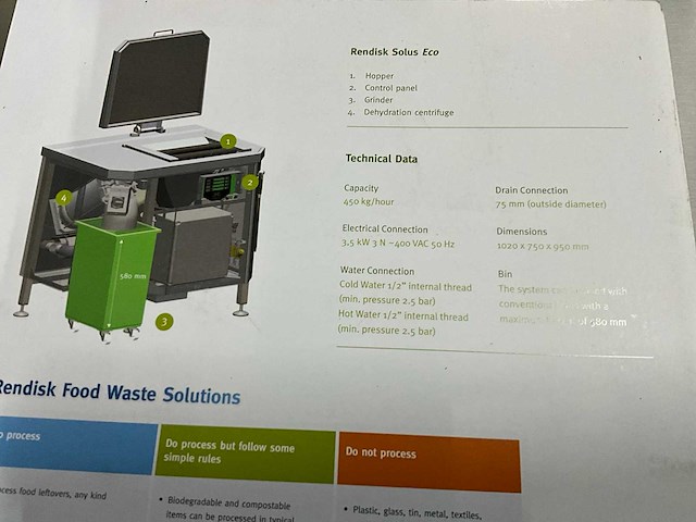 Imc waste pro bench unit 1000-725 voedsel schredder - afbeelding 7 van  15