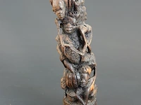 In ebbenhout gesneden makonde/ ujamaa 'tree of life' (levensboom) - afbeelding 3 van  5