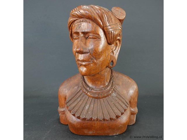 In hardhout gesneden buste - afbeelding 2 van  5