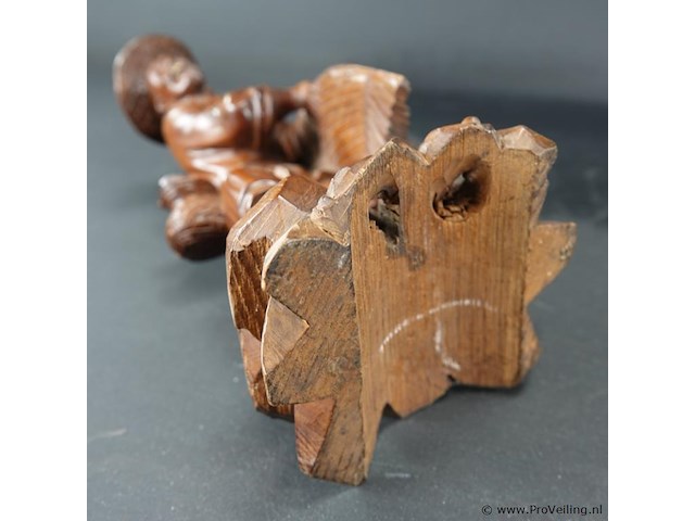 In hardhout gesneden chinese visser - afbeelding 5 van  5