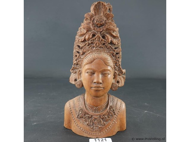 In hardhout gesneden indische buste - afbeelding 1 van  5