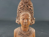 In hardhout gesneden indische buste - afbeelding 1 van  5