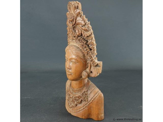 In hardhout gesneden indische buste - afbeelding 3 van  5