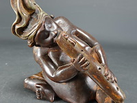 In hardhout gesneden indische fluitspeler - afbeelding 1 van  5