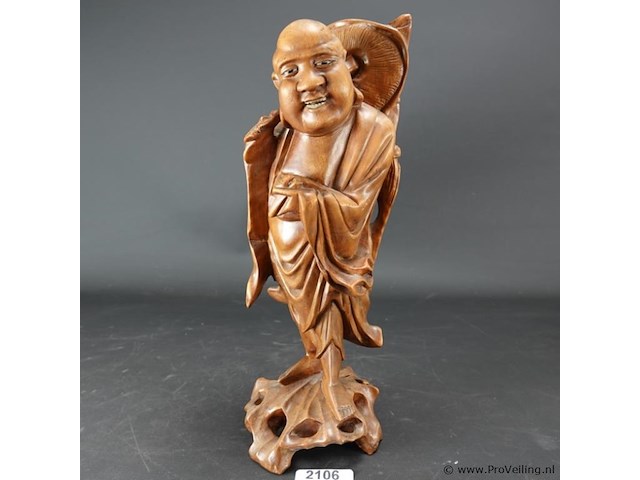 In hardhout gesneden oosterse wijze man - afbeelding 1 van  5