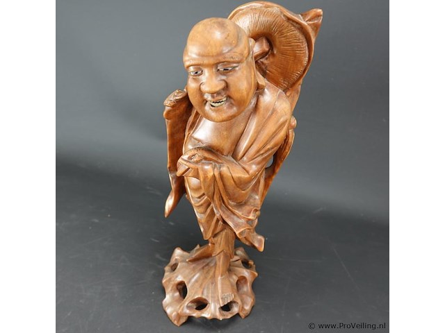 In hardhout gesneden oosterse wijze man - afbeelding 4 van  5