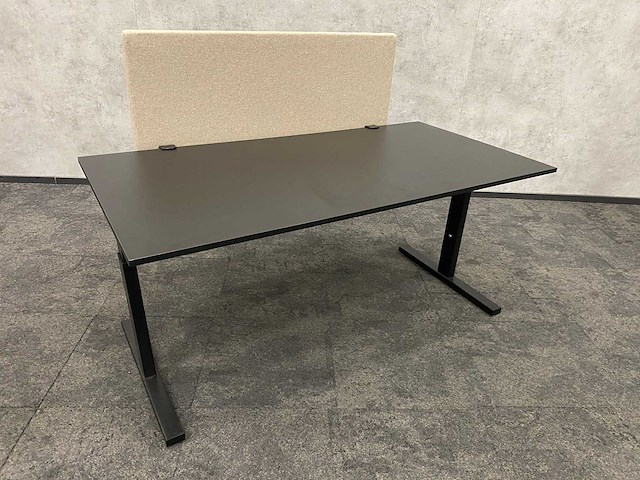 In hoogte instelbaar bureau 160x80 beige zwart - afbeelding 4 van  12
