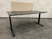 In hoogte instelbaar bureau 160x80 beige zwart - afbeelding 1 van  12