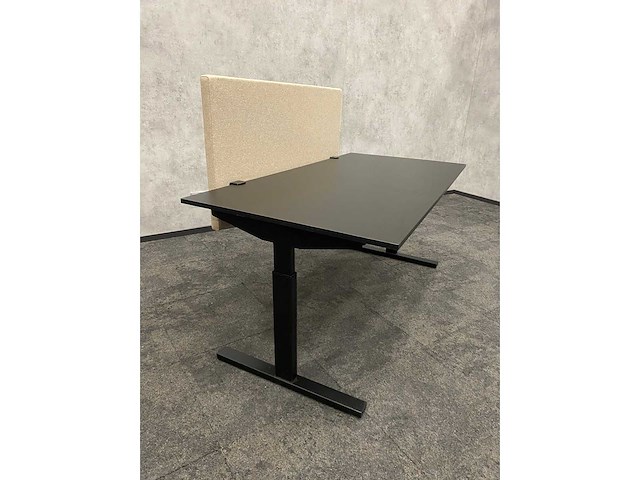 In hoogte instelbaar bureau 160x80 beige zwart - afbeelding 7 van  12