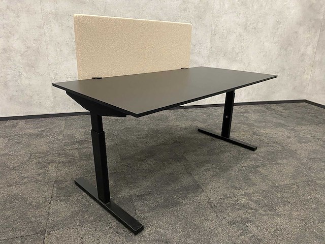 In hoogte instelbaar bureau 160x80 beige zwart - afbeelding 5 van  12
