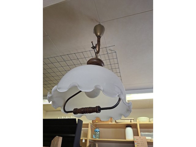 In hoogte verstelbare klassieke hanglamp met glazen kap diameter 45 cm - afbeelding 1 van  3