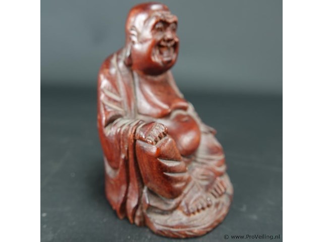 In hout gesneden happy boeddha - afbeelding 4 van  5