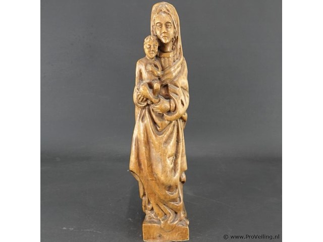 In hout gesneden madonna met kind - afbeelding 2 van  5