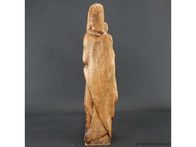 In hout gesneden madonna met kind - afbeelding 4 van  5