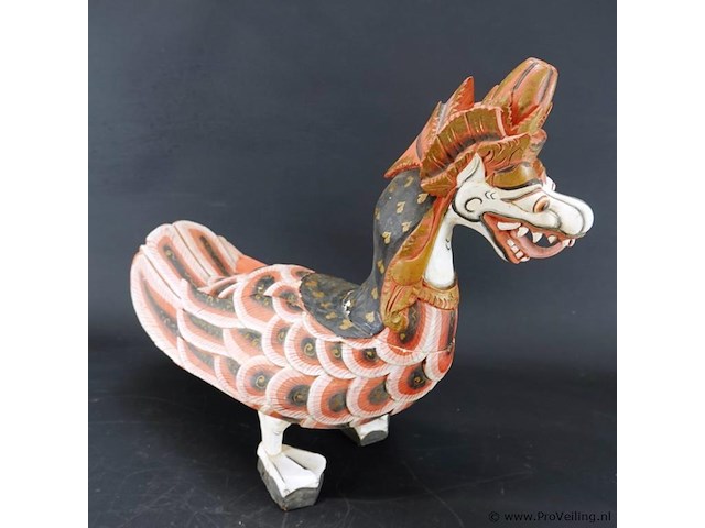 In hout handgesneden en beschilderd indonesische gestileerde garoeda. - afbeelding 4 van  5