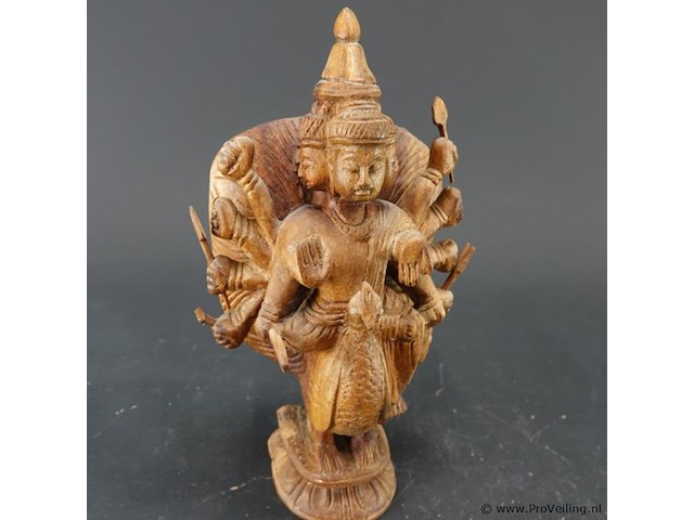 In hout meerarmige godheid of bodhisattvamet duizend handen - afbeelding 1 van  5