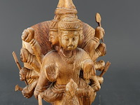 In hout meerarmige godheid of bodhisattvamet duizend handen - afbeelding 2 van  5