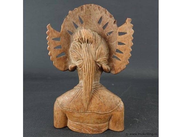 In teakhout gesneden buste van een indische dame - afbeelding 4 van  5