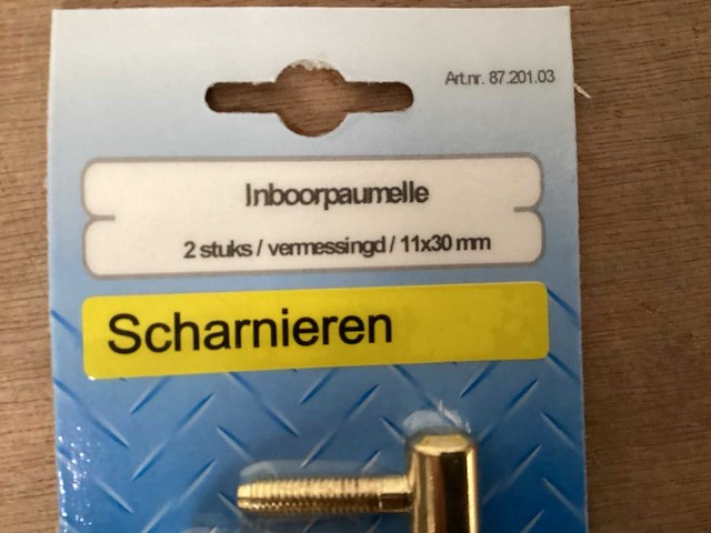 Inboorpaumelle 11x30 mm, vermessingd, 2 pack (147x) - afbeelding 3 van  5