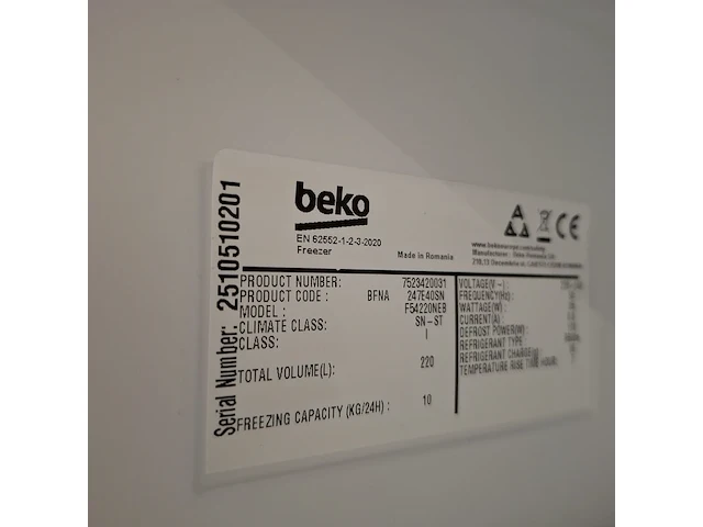 Inbouw 8 lade vriezer, beko, bfna247e40sn - afbeelding 7 van  7