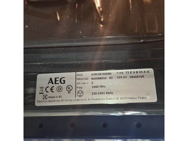 Inbouw combi magnetron/oven, aeg, kmk36100mm - afbeelding 7 van  7