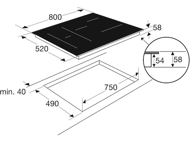 Inbouw inductiekookplaat etna, kif780zt, zwart - afbeelding 4 van  4