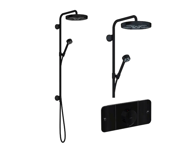 Inbouw thermostaat doucheset hansgrohe, axor one showerpipe 280, mat zwart - afbeelding 1 van  3