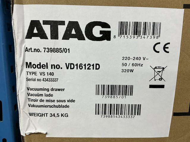 Inbouw vacumeerlade atag, vd16121d, black steel - afbeelding 5 van  5