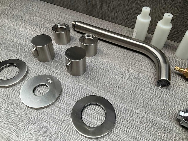 Inbouw wastafelkraan met inbouwdeel brushed nickel - afbeelding 2 van  3