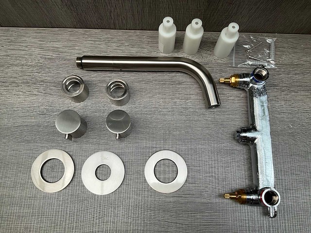 Inbouw wastafelkraan met inbouwdeel brushed nickel - afbeelding 3 van  5