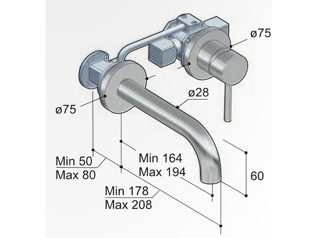 Inbouw wastafelmengkraan hotbath, b005j - afbeelding 2 van  5