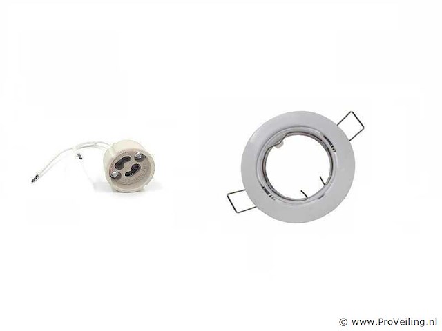 Inbouwlamp gu10 met lamphouder – ip20 – wit (x50) - afbeelding 1 van  5