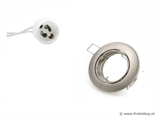 Inbouwlamp gu10 met lamphouder – zilver – ip20 (x50) - afbeelding 1 van  5