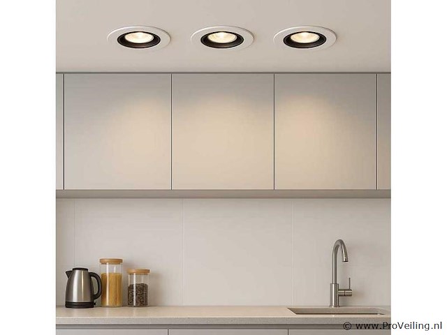 Inbouwlamp gu10 – richtbaar – rond – zwart/wit – ip20 (x100) - afbeelding 1 van  5