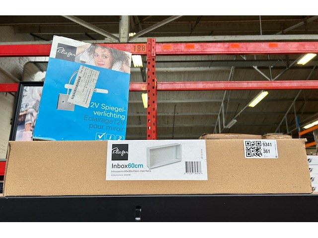 Inbouwnis 60x30x7.5 cm met flens, 1x 12v spiegelverlichting, plieger - afbeelding 1 van  4