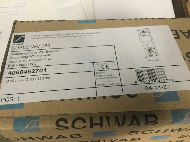 Inbouwreservoir, schwab, duplo wc 380, wit/blauw - afbeelding 2 van  2