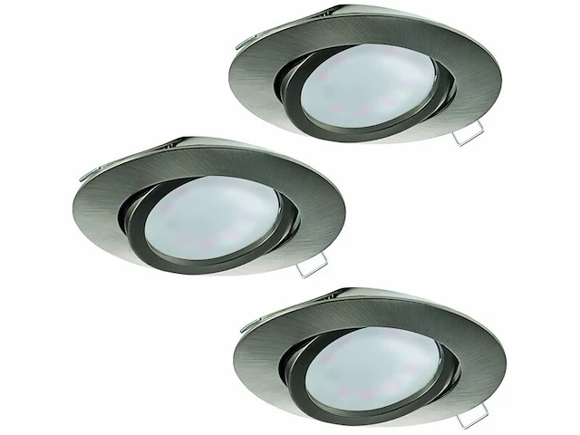 Inbouwspot led ø80mm set van 3 eglo, tedo, nikkel-mat - afbeelding 1 van  3