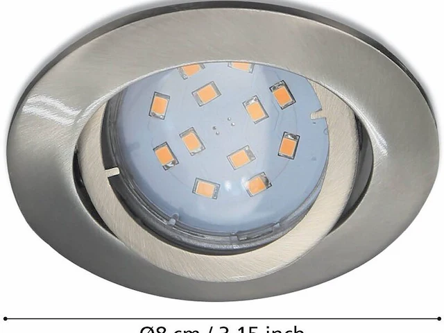 Inbouwspot led ø80mm set van 3 eglo, tedo, nikkel-mat - afbeelding 3 van  3