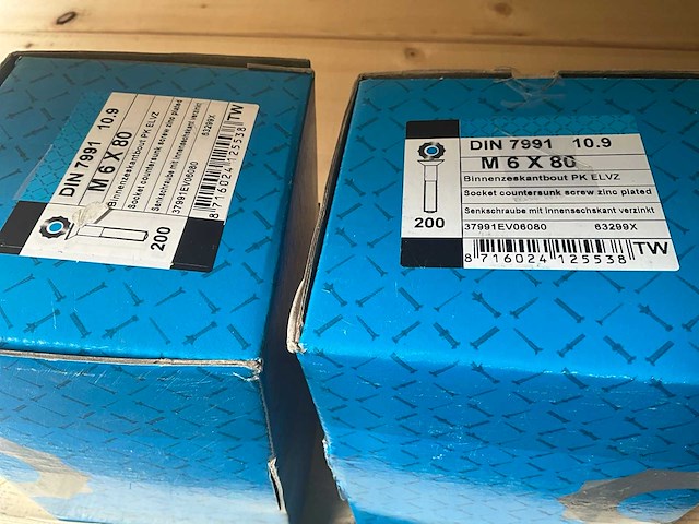 Inbusbouten - m6x80 vk - din7991 10.9 elvz. - deurbeslag (300x) - afbeelding 1 van  2