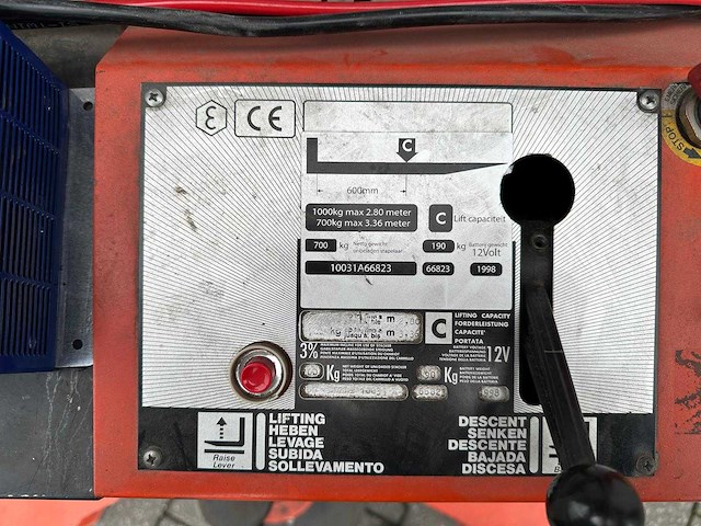 Incab milano - 1998 - elektrische breedspoorstapelaar 700kg - afbeelding 3 van  4