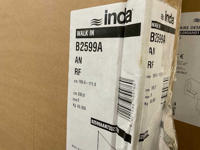 Inda 200x109-111cm b25899a an rf walk-in douchewand - afbeelding 2 van  2