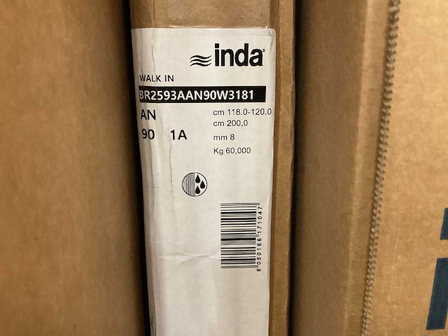 Inda 200x120cm br2593aan90w3181 walk-in douchewand - afbeelding 2 van  2