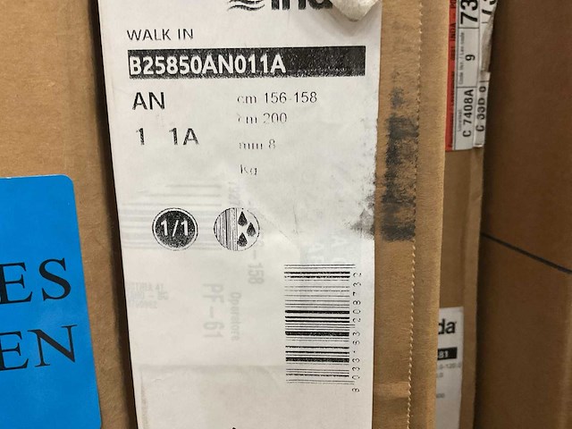Inda 200x158cm b25850a an 011a walk-in douchewand - afbeelding 2 van  3
