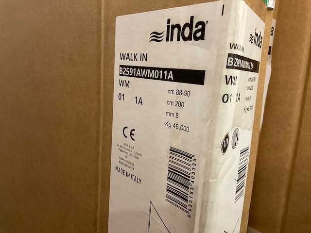 Inda 200x88-90cm b2591awm011a walk-in douchewand - afbeelding 2 van  3