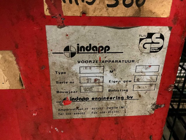 Indapp - kiep- kantelbak 500 liter v.v. heftrucksledes - afbeelding 4 van  4