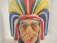 Indianenhoofd - uit massief hout gesneden - ca. 10kg - afbeelding 1 van  9