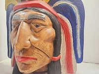 Indianenhoofd - uit massief hout gesneden - ca. 10kg - afbeelding 4 van  9